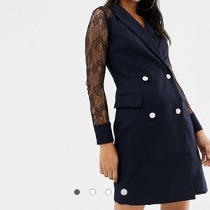 Classy Navy Blazer Dress w/ lace